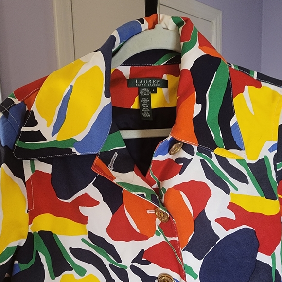 Abstract Floral Print blazer jacket - Picture 13 of 13